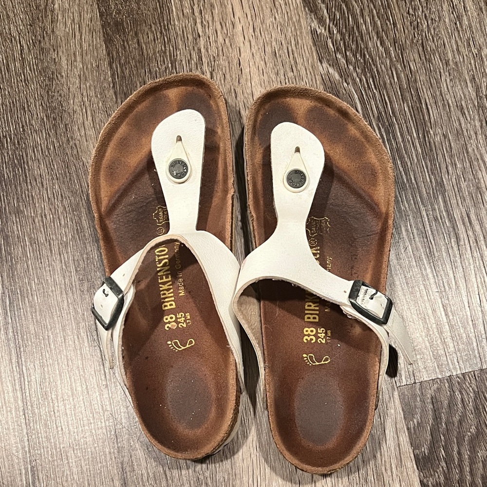 Birkenstock White and Brown Sandals